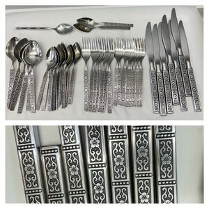 Oneida Isabella stainless silverware set of 41. Knives small large forks spoons